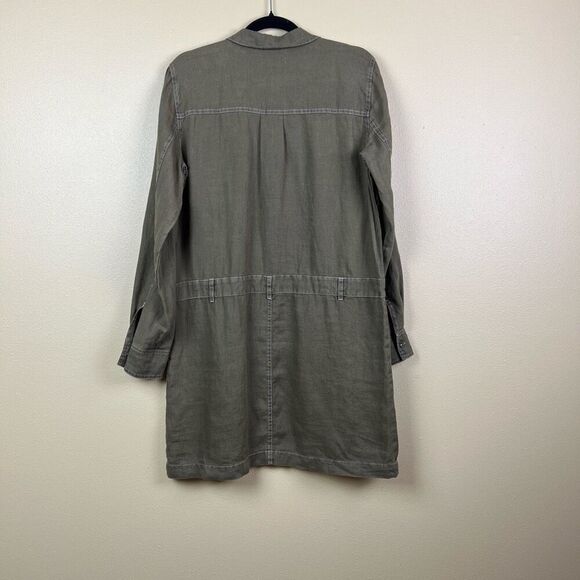 Michael Starts Dress Shirt Green Linen Contrast Stitching Size M - Picture 6 of 6